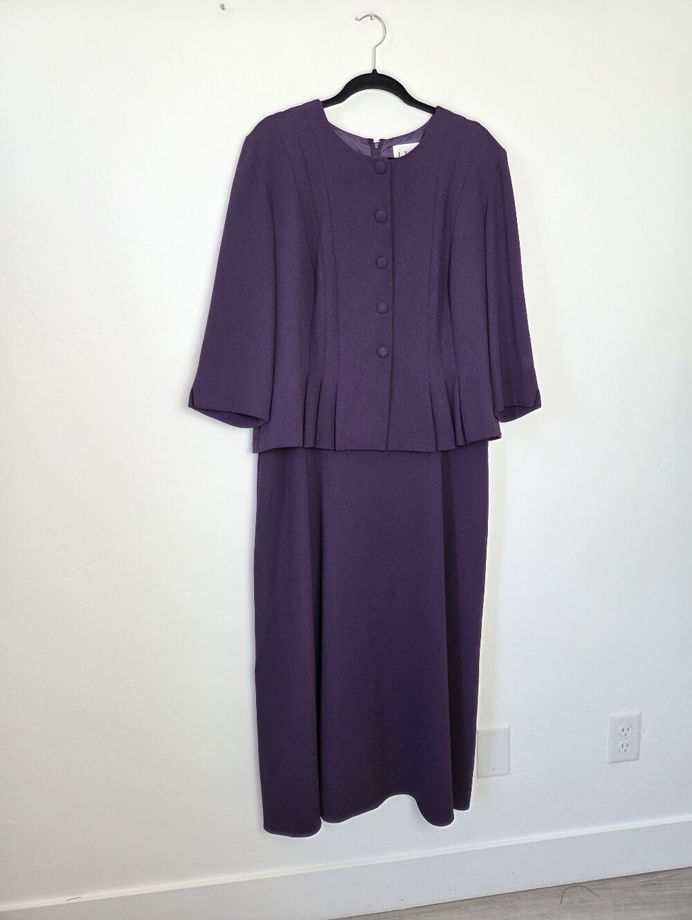 Vintage J. Taylor Jacket Dress Royal Purple Maxi Size 16 XL Grandmacore 90s Y2K